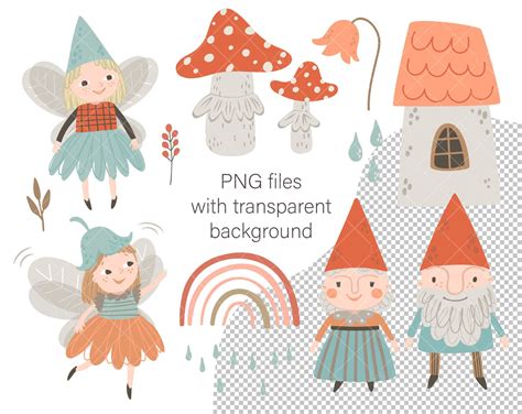 Garden Gnome and Fairy Clipart Gnome Clipart Fairy Clipart - Etsy