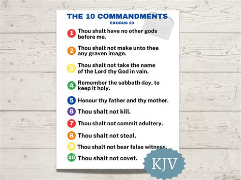 The 10 Commandments Printable KJV Sunday School Poster of the 10 ...