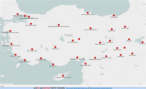 Flughäfen in Türkei Landkarte - Karte von der Türkei Flughäfen (West-Asien - Asia)