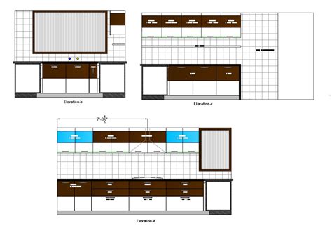 Modular Kitchen Elevation and Furniture Design 2d AutoCAD Drawing Free Download - Cadbull