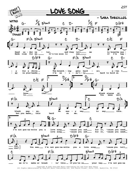 Love Song by Sara Bareilles Sheet Music for Real Book – Melody, Lyrics & Chords at Sheet Music ...