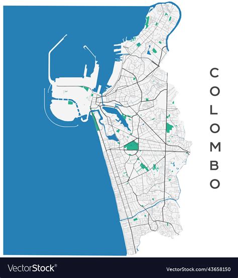 Colombo map detailed map of city Royalty Free Vector Image