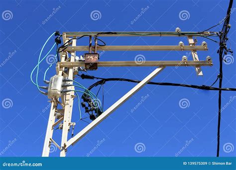 Electric pole and wires stock image. Image of insulator - 139575309