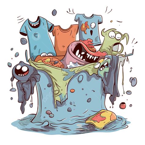 Dirty Laundry Clipart Cartoon Of And Monsters In Laundry Bin Vector ...