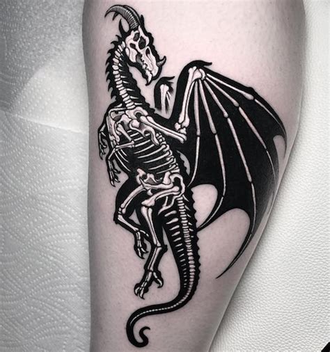 Dragon Skeleton Back Tattoo