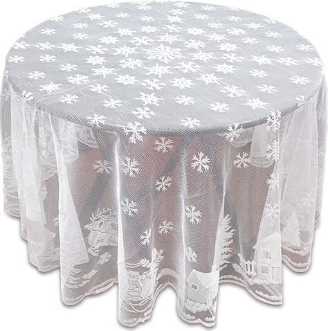 Amazon.com: Pleaseedo 𝐗𝐌𝐀𝐗 𝐆𝐈𝐅𝐓 Christmas Lace Tablecloth, Round Lace ...