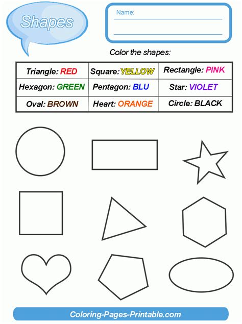 Free Shapes Worksheets || COLORING-PAGES-PRINTABLE.COM