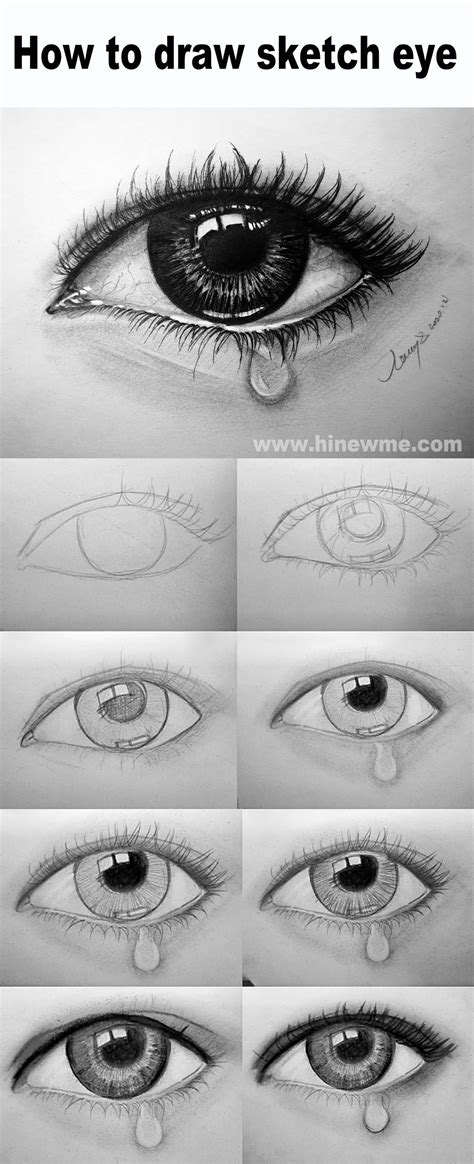 How to draw sketch crying eye step by step
