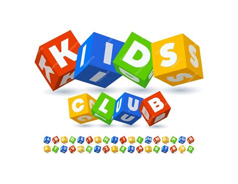 Premium Vector | Vector playful logo kids club 3d cube font colorful ...