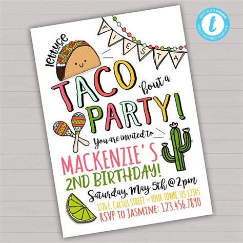 Taco Birthday Invitation Taco Invitation Fiesta Birthday | Etsy | Fiesta birthday invitations ...