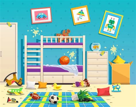 Messy Children Room Before After Stock Vector Image by ©macrovector ...