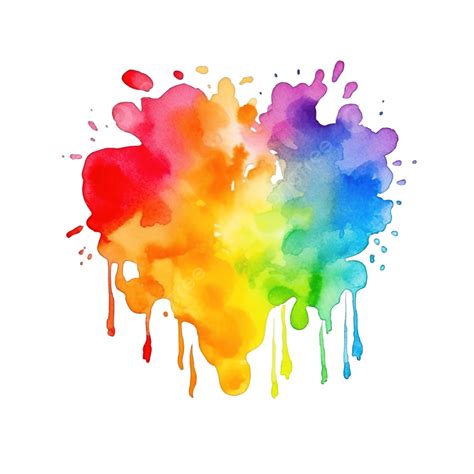 Rainbow Colors Watercolor Paint Stains, Splattered, Paper, Pastel PNG Transparent Image and ...