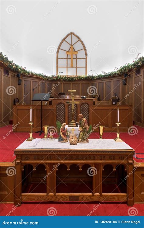 Grace United Methodist Church Altar Editorial Stock Image - Image of ...