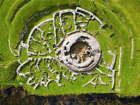 Aerial view of Broch of Gurness Iron Age broch village, Orkney Photograph by Iain Masterton - Pixels