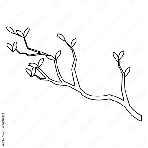 outline branch leaves tree nature japan vector illustration Stock Vector | Adobe Stock