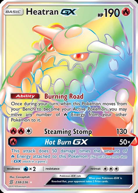 Heatran GX 238/236 SM Unified Minds Holo Full Art Secret Hyper Rainbow ...