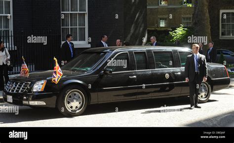 President Barack Obama's car 'The Beast' at 10 Downing Street London ...