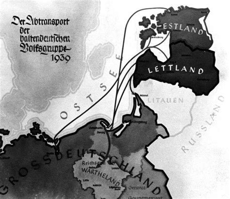 A 1939 German map showing Nazi German plans to resettle the Baltic Germans in Warthegau [800 × ...