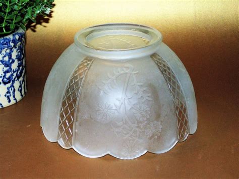 Vintage Glass Light Shade, Replacement for Ceiling Fan Light Fixture or Lamp, Floral Design and ...
