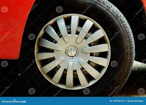 Red car tyre stock image. Image of carwheel, melal, metallic - 129762121