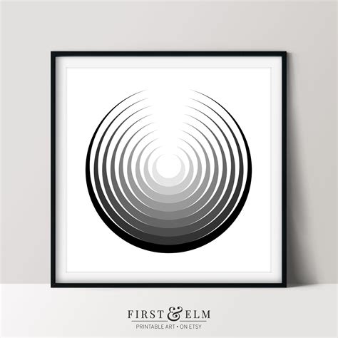 Black and White Abstract Circle Art Minimalist Design - Etsy