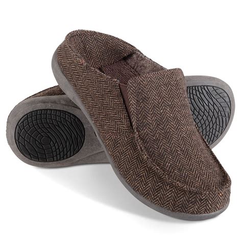 The Gentleman's Plantar Fasciitis Herringbone Slippers - Hammacher Schlemmer