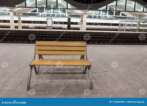 Wooden Seat at the Train Station Stock Photo - Image of inside ...