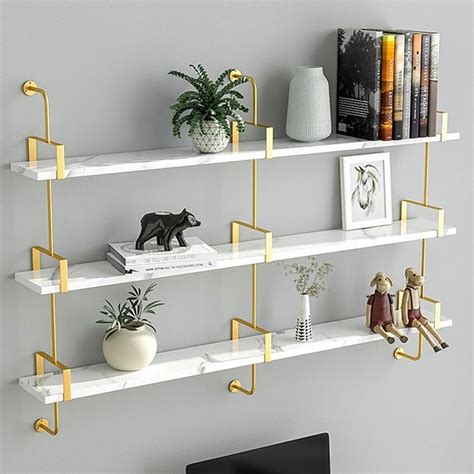 3-Tier Modern Wall Mounted Shelves Long Floating Shelving in White ...