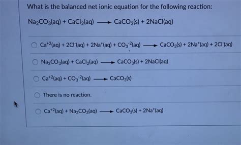 Solved What is the balanced net ionic equation for the | Chegg.com