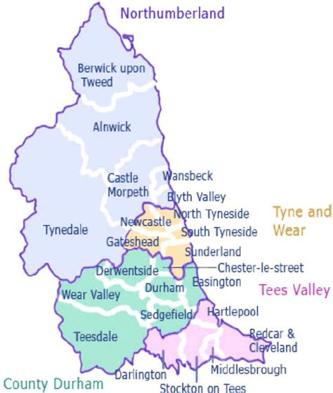 Map of North East England. Source: One North East. | Download Scientific Diagram