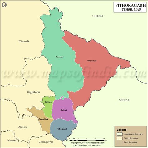 Pithoragarh Tehsil Map, Pithoragarh Tehsils