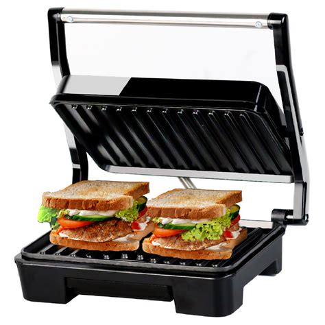 Ibell sm1515 sandwich maker with floating hinges 1000watt panini grill toast black | iBELL Home ...