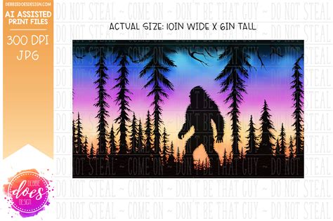 Paper Art - Sasquatch Silhouette in Trees - Sunset - 4-in-1 Can Cooler ...