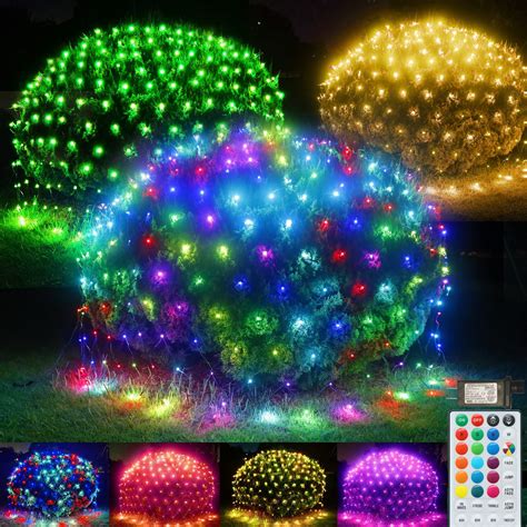 RGB Net Lights, Color Changing Outdoor LED Christmas Mesh Lights, 9.8ft ...