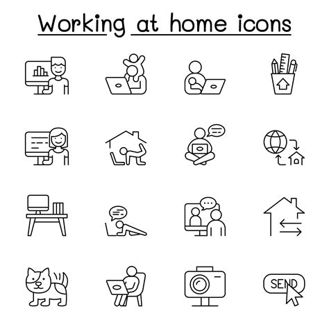 Work from home icons set in thin line style 2135576 Vector Art at Vecteezy