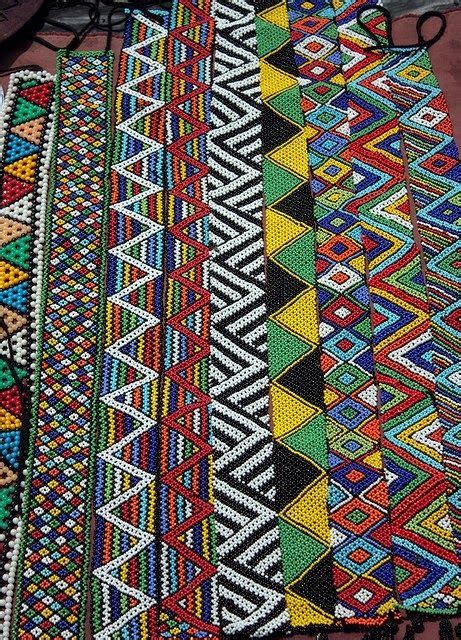 Here are a selection of Zulu beadwork and woven patterns. They use bright colour combinations ...