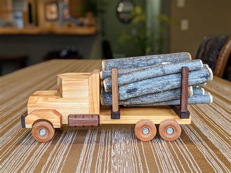 Toy Logging Truck - wooden toys, wooden toy truck, toys for toddlers, toys for boys, eco ...