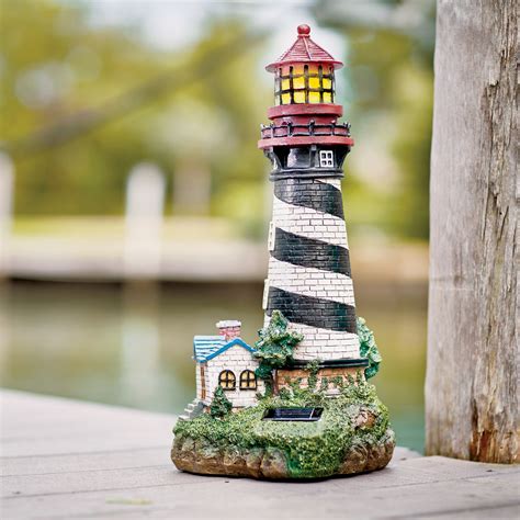 Breakwater Bay Groton Solar Powered Garden Lighthouse Statue & Reviews ...