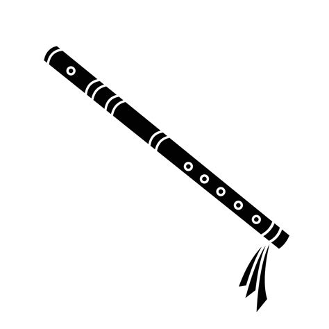 Bamboo flute musical instrument vector icon black silhouette without outline isolated on square ...