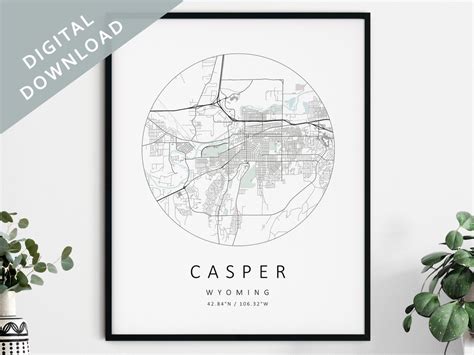 Casper Map Print Map of Casper Casper Wyoming City Map Art - Etsy