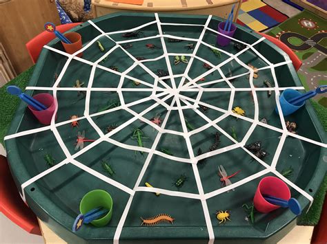 EYFS Finger gym - catching bugs spider web | Tuff tray ideas toddlers ...