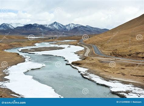 Snow mountains and river stock photo. Image of lake, white - 21249808