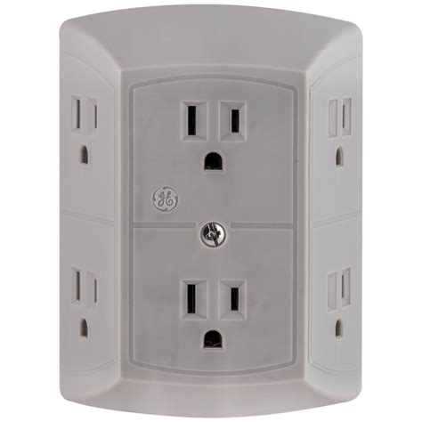 GE Grounded 6-Outlet Wall Tap Adapter Spaced, Grey-45200 - The Home Depot