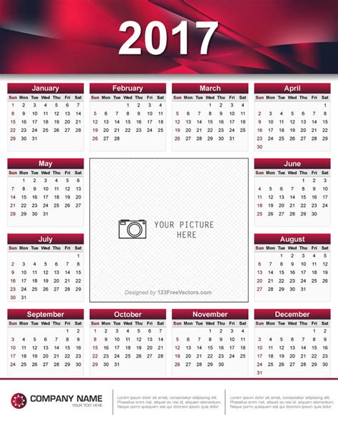 Printable 2017 Calendar Design by 123freevectors on DeviantArt