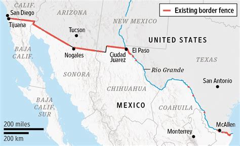 Map Of Us Mexico Border Crossings - United States Map