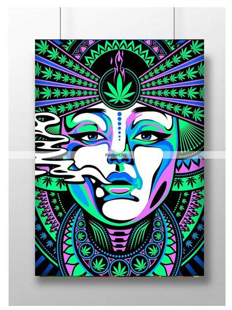 TRIPPY PSYCHEDELIC POSTER SMOKING WEED MARIJUANA WALL ART PRINT A3 A4 ...