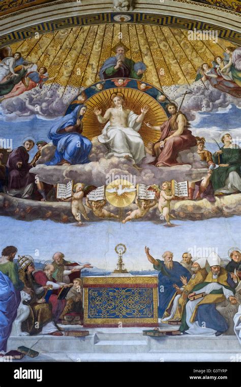 Rome. Italy. Disputation of the Holy Sacrament (1509-10) fresco by ...