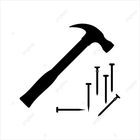 Hammer Nail Silhouette PNG Free, Hammer Nail Icon Design Vector Art ...