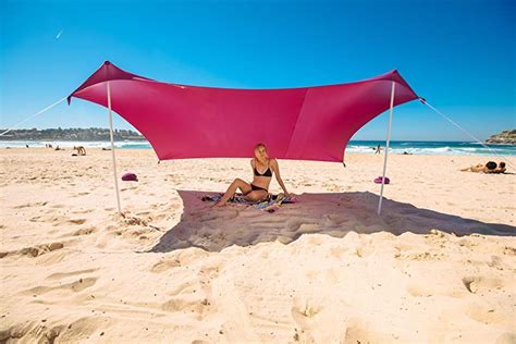 ZiggyShade Family Beach Sunshade – Lightweight Sun Shade Tent with Sandbag Anchors & 4 Free Pegs ...