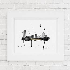 Milwaukee Skyline Art, Milwaukee Wisconsin Art Print, Milwaukee Skyline Art, Milwaukee Skyline ...